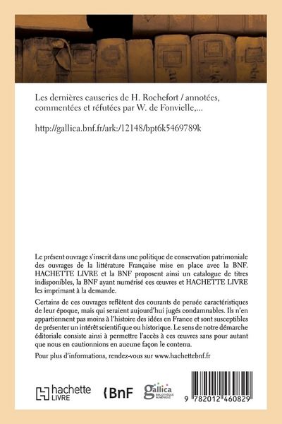 Produktbild: Les derni&egrave;res causeries de H. Rochefort