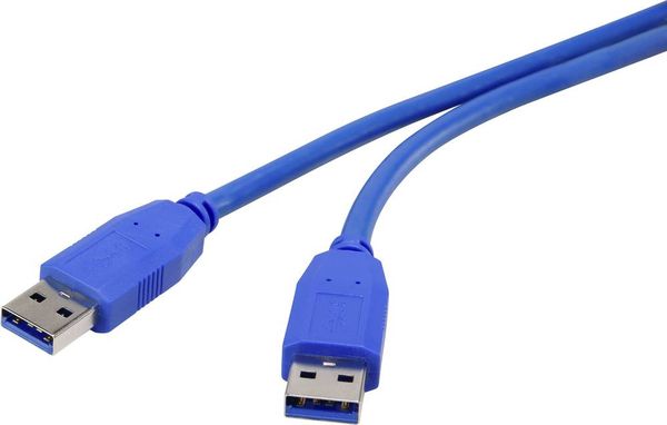 Renkforce USB-Kabel USB 3.2 Gen1 USB-A Stecker, USB-A Stecker 1.80 m Blau vergoldete Steckkontakte RF-4369449