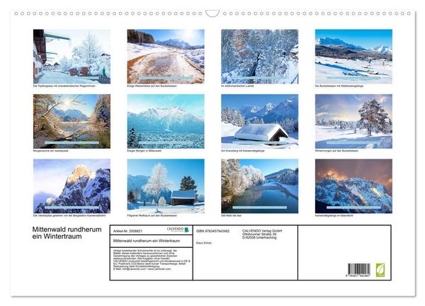 Produktbild: Mittenwald rundherum ein Wintertraum (Wandkalender 2026 DIN A2 quer), CALVENDO Monatskalender