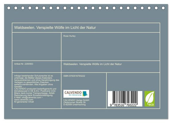 Produktbild: Waldseelen. Verspielte W&ouml;lfe im Licht der Natur (Tischkalender 2027 DIN A5 quer), CALVENDO Monatskalender