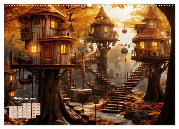 Produktbild: Baumh&auml;user - Traumhafte Luftschl&ouml;sser (hochwertiger Premium Wandkalender 2026 DIN A2 quer), Kunstdruck in Hochglanz