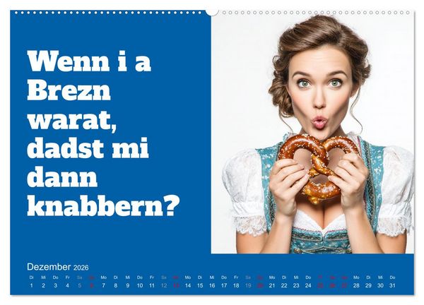 Produktbild: Bayerisch flirten, Gspusi! Bayern Kalender mit Dialekt und Mundart (Wandkalender 2026 DIN A2 quer), CALVENDO Monatskalender