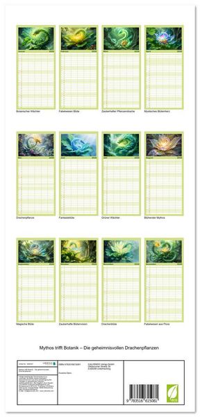 Produktbild: Familienplaner 2026 - Mythos trifft Botanik &ndash; Die geheimnisvollen Drachenpflanzen mit 5 Spalten (Wandkalender, 21 x 45 cm) CALVENDO