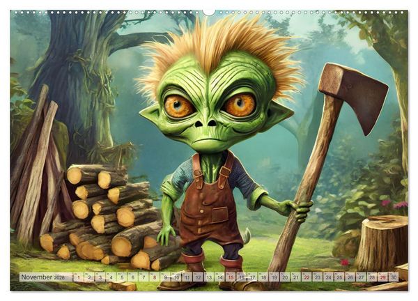 Produktbild: Gr&uuml;ne M&auml;nnchen - Ganz normale Au&szlig;erirdische (hochwertiger Premium Wandkalender 2026 DIN A2 quer), Kunstdruck in Hochglanz
