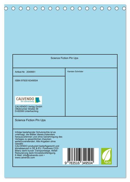 Produktbild: Science Fiction Pin Ups (Tischkalender 2026 DIN A5 hoch), CALVENDO Monatskalender