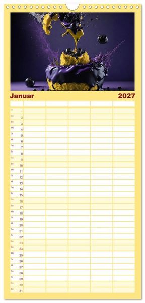 Produktbild: Familienplaner 2027 - Tortenschlacht - s&uuml;&szlig;e Versuchung mit 5 Spalten (Wandkalender, 21 x 45 cm) CALVENDO