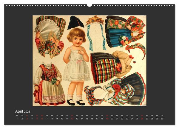 Produktbild: Alte europ&auml;ische Ankleidepuppen aus Papier (Wandkalender 2026 DIN A2 quer), CALVENDO Monatskalender