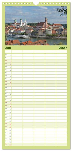 Produktbild: Familienplaner 2027 - Passau - Dreifl&uuml;ssestadt an Donau, Inn und Ilz mit 5 Spalten (Wandkalender, 21 x 45 cm) CALVENDO