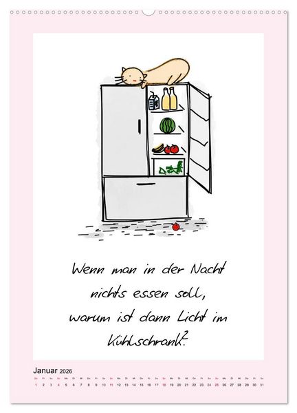 Produktbild: Katzen. Lustige Spr&uuml;che f&uuml;r Katzenmenschen (hochwertiger Premium Wandkalender 2026 DIN A2 hoch), Kunstdruck in Hochglanz