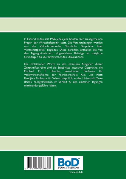 Produktbild: Internationale Gespr&auml;che &uuml;ber Wirtschaftpolitik im Rahmen einer Konferenzreihe in Estland