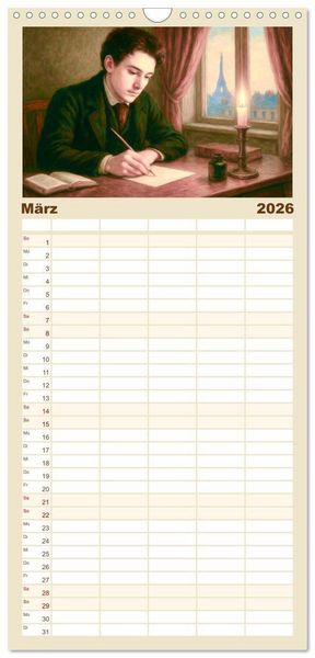 Produktbild: Familienplaner 2026 - Victor Hugo mit 5 Spalten (Wandkalender, 21 x 45 cm) CALVENDO