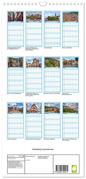 Produktbild: Familienplaner 2027 - Heidelberg Impressionen mit 5 Spalten (Wandkalender, 21 x 45 cm) CALVENDO