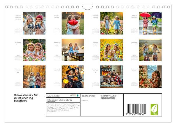 Produktbild: Schwesterzeit - Mit dir ist jeder Tag besonders (Wandkalender 2026 DIN A4 quer), CALVENDO Monatskalender