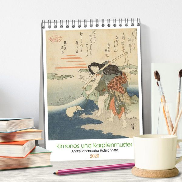 Produktbild: Kimonos und Karpfenmuster (Tischkalender 2026 DIN A5 hoch), CALVENDO Monatskalender