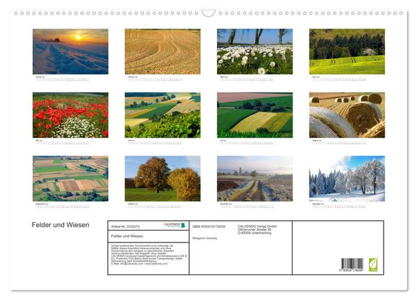 Produktbild: Felder und Wiesen (Wandkalender 2026 DIN A2 quer), CALVENDO Monatskalender