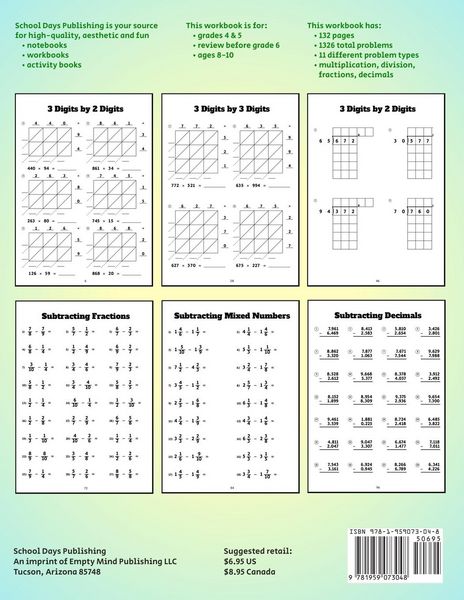 Produktbild: 4th, 5th, 6th Grade Math Workbook for Superhero Girls and Boys