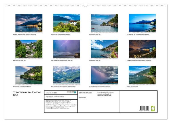 Produktbild: Traumziele am Comer See (Wandkalender 2026 DIN A2 quer), CALVENDO Monatskalender