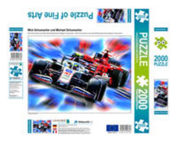 CALVENDO Puzzle Mick Schumacher und Michael Schumacher 2000 Teile Puzzle quer | 2000 Teile Lege-Größe 90 × 67 cm Foto-Puzzle für glückliche Stunden