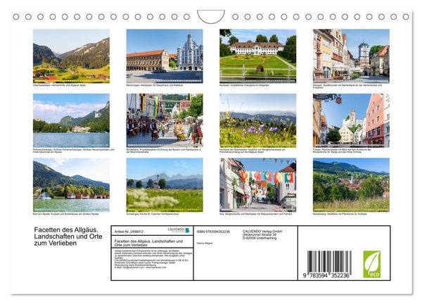 Produktbild: Facetten des Allg&auml;us. Landschaften und Orte zum Verlieben (Wandkalender 2027 DIN A4 quer), CALVENDO Monatskalender
