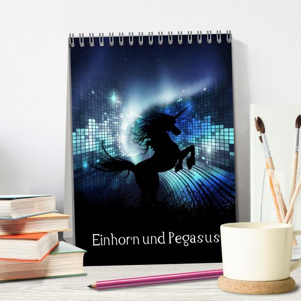 Produktbild: Einhorn und Pegasus (Tischkalender 2026 DIN A5 hoch), CALVENDO Monatskalender