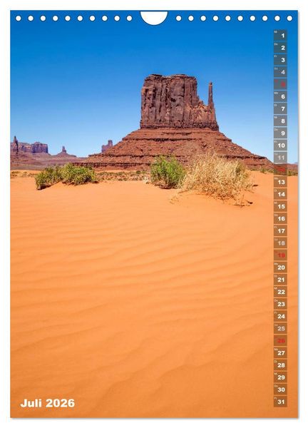 Produktbild: ARIZONA UND UTAH Rote Felsen (Wandkalender 2026 DIN A4 hoch), CALVENDO Monatskalender