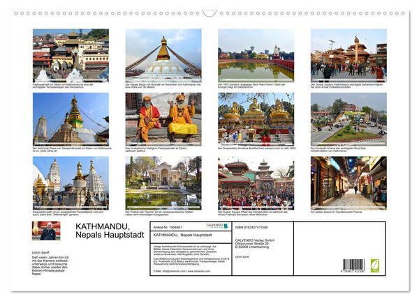 Produktbild: KATHMANDU, Nepals Hauptstadt (Wandkalender 2026 DIN A2 quer), CALVENDO Monatskalender