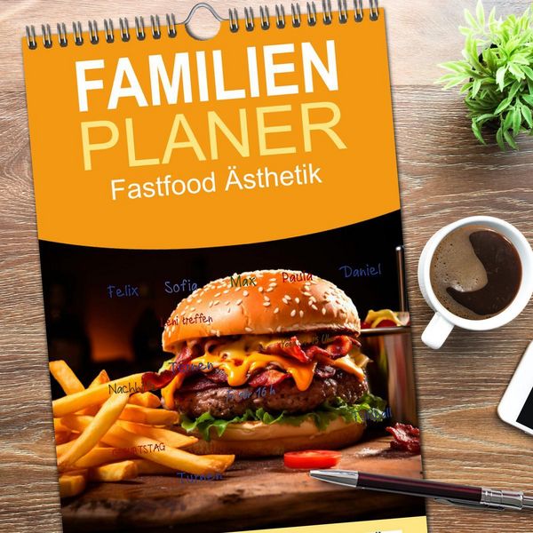 Produktbild: Familienplaner 2026 - Fastfood &Auml;sthetik mit 5 Spalten (Wandkalender, 21 x 45 cm) CALVENDO