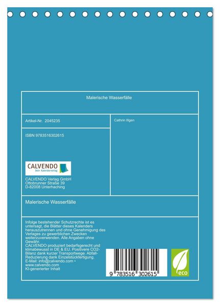 Produktbild: Malerische Wasserf&auml;lle (Tischkalender 2026 DIN A5 hoch), CALVENDO Monatskalender