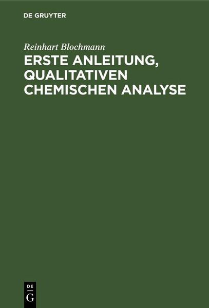 Produktbild: Erste Anleitung, qualitativen Chemischen Analyse