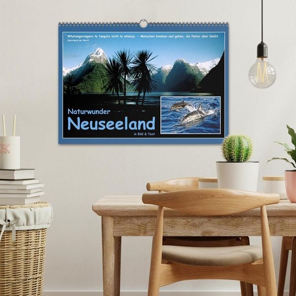 Produktbild: Naturwunder Neuseeland - in Bild und Text (Wandkalender 2026 DIN A3 quer), CALVENDO Monatskalender