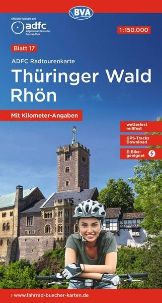 Produktbild: BVA ADFC Radtourenkarte Th&uuml;ringer Wald Rh&ouml;n 1:150.000