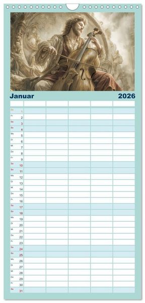 Produktbild: Familienplaner 2026 - Herzschlag in Noten mit 5 Spalten (Wandkalender, 21 x 45 cm) CALVENDO