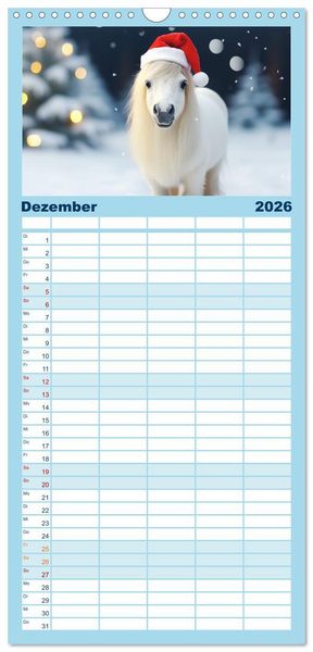 Produktbild: Familienplaner 2026 - Kleine Pferde. Mini-Ponys zum verlieben mit 5 Spalten (Wandkalender, 21 x 45 cm) CALVENDO