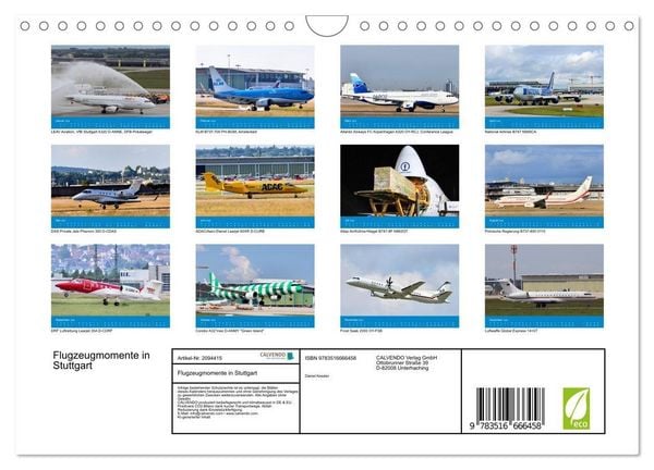 Produktbild: Flugzeugmomente in Stuttgart (Wandkalender 2026 DIN A4 quer), CALVENDO Monatskalender