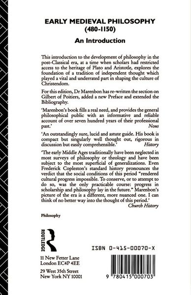 Produktbild: Early Medieval Philosophy 480-1150