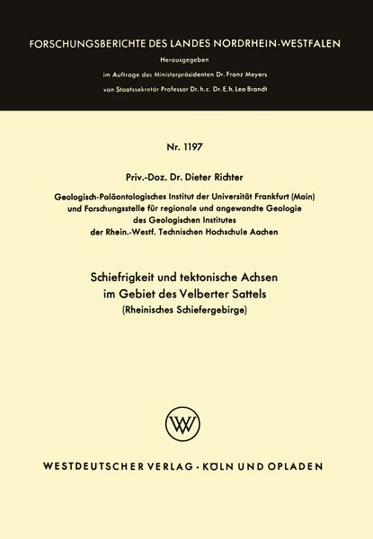 Produktbild: Schiefrigkeit und tektonische Achsen im Gebiet des Velberter Sattels (Rheinisches Schiefergebirge)