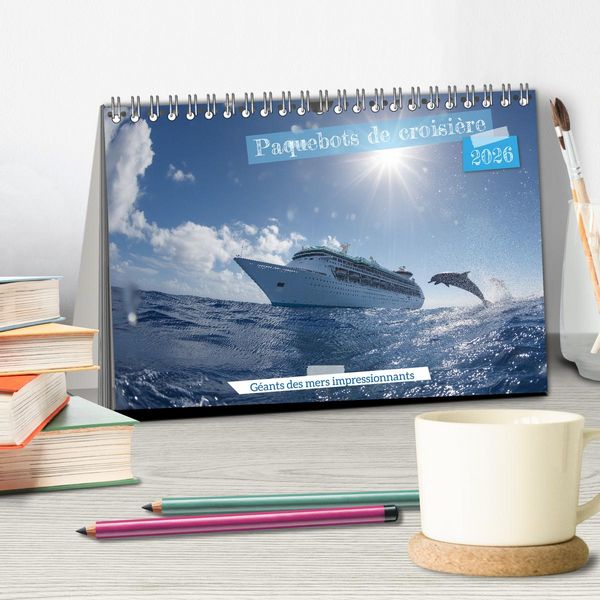 Produktbild: Paquebots de croisi&egrave;re - G&eacute;ants des mers impressionnants (Calendrier de bureau 2026 DIN A5 vertical), CALVENDO calendrier mensuel
