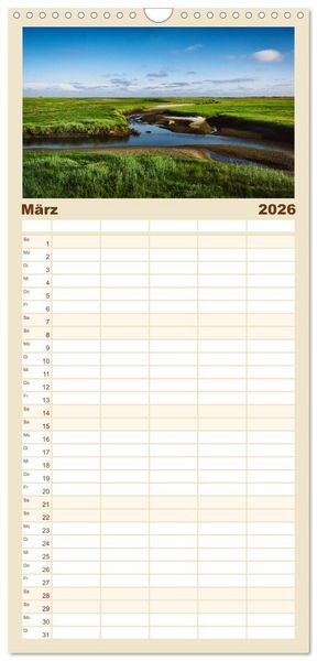 Produktbild: Familienplaner 2026 - Sankt Peter-Ording. Licht, Schatten und Natur mit 5 Spalten (Wandkalender, 21 x 45 cm) CALVENDO