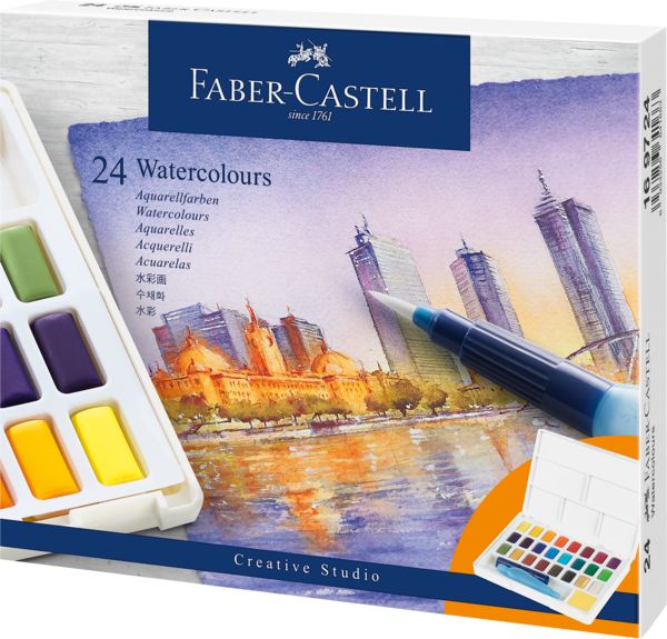 Produktbild: Faber-Castell Aquarellfarben in N&auml;pfchen, 24er Etui