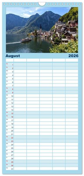 Produktbild: Familienplaner 2026 - Salzkammergut - Die sch&ouml;nsten Seen Ober&ouml;sterreichs mit 5 Spalten (Wandkalender, 21 x 45 cm) CALVENDO