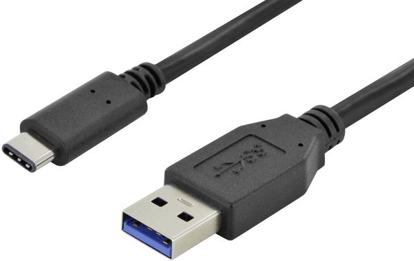 Digitus USB-Kabel USB 3.2 Gen1 (USB 3.0 / USB 3.1 Gen1) USB-A Stecker, USB-C® Stecker 1.00m Schwarz Rund, beidseitig ver
