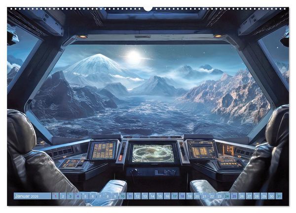 Produktbild: Raumschiff-Abenteuer (hochwertiger Premium Wandkalender 2026 DIN A2 quer), Kunstdruck in Hochglanz