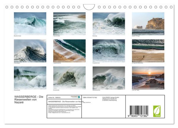 Produktbild: WASSERBERGE - Die Riesenwellen von Nazar&eacute; (Wandkalender 2026 DIN A4 quer), CALVENDO Monatskalender