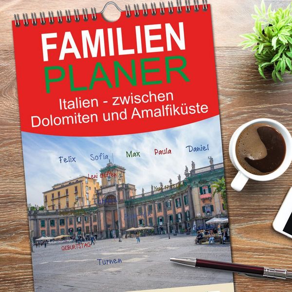 Produktbild: Familienplaner 2026 - Italien - zwischen Dolomiten und Amalfik&uuml;ste mit 5 Spalten (Wandkalender, 21 x 45 cm) CALVENDO