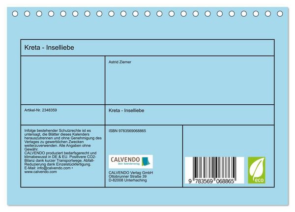 Produktbild: Kreta - Inselliebe (Tischkalender 2027 DIN A5 quer), CALVENDO Monatskalender