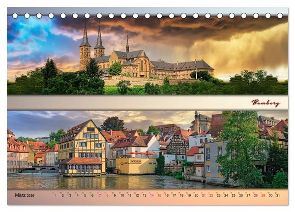 Produktbild: Faszinierende St&auml;dte in Deutschland - Panoramen (Tischkalender 2026 DIN A5 quer), CALVENDO Monatskalender