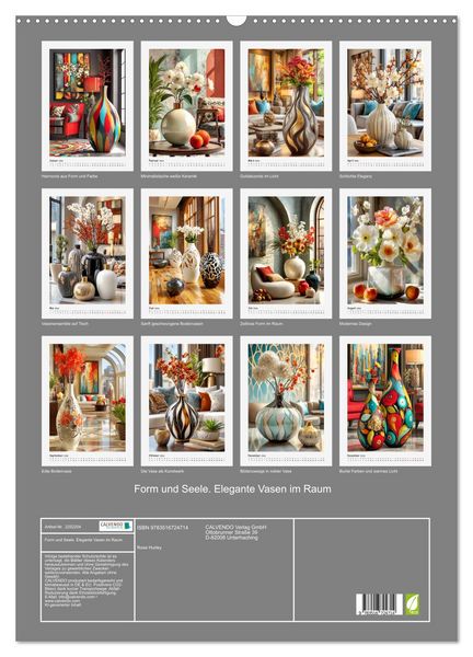 Produktbild: Form und Seele. Elegante Vasen im Raum (Wandkalender 2026 DIN A2 hoch), CALVENDO Monatskalender