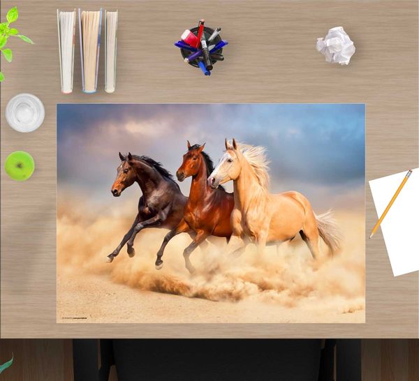 Produktbild: Cover-your-desk Schreibtischunterlage f&uuml;r Kinder und Erwachsene Drei Pferde, aus hochwertigem Vinyl , 60 x 40 cm