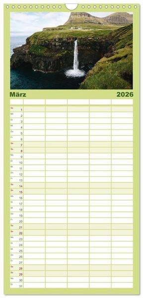 Produktbild: Familienplaner 2026 - F&auml;r&ouml;er - Die wundersch&ouml;nen Inseln im Norden. mit 5 Spalten (Wandkalender, 21 x 45 cm) CALVENDO