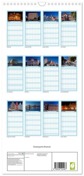 Produktbild: Familienplaner 2026 - Ostseeperle Rostock mit 5 Spalten (Wandkalender, 21 x 45 cm) CALVENDO